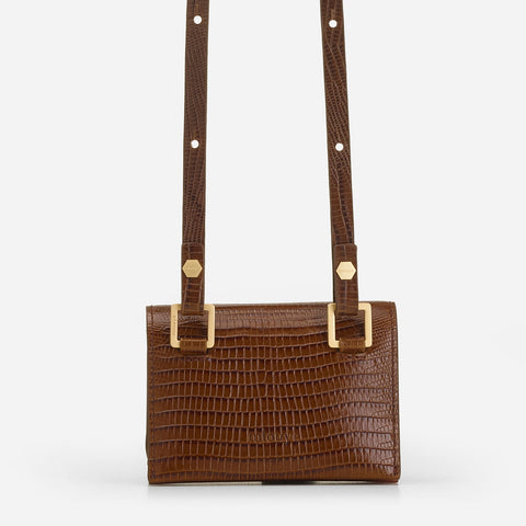 Naomi Mini Wallet - Lizard Effect Brown