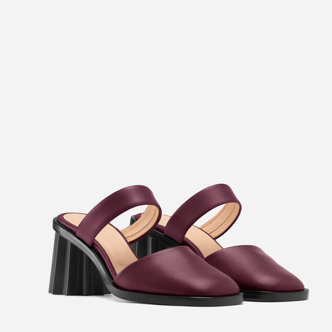 Pleated Heel Mule - Bordeaux