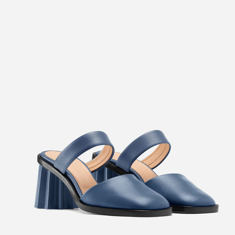 Pleated Heel Mule - Denim