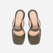 Pleated Heel Mule - Olive