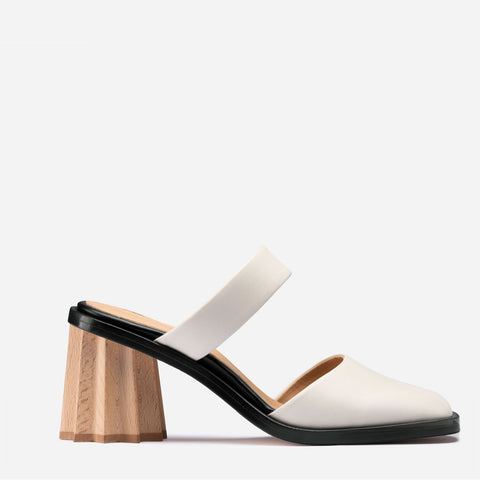 Pleated Heel Mule - Off White
