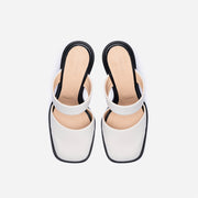 Pleated Heel Mule - Off White