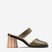 Pleated Heel Mule - Olive