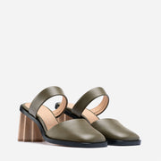 Pleated Heel Mule - Olive